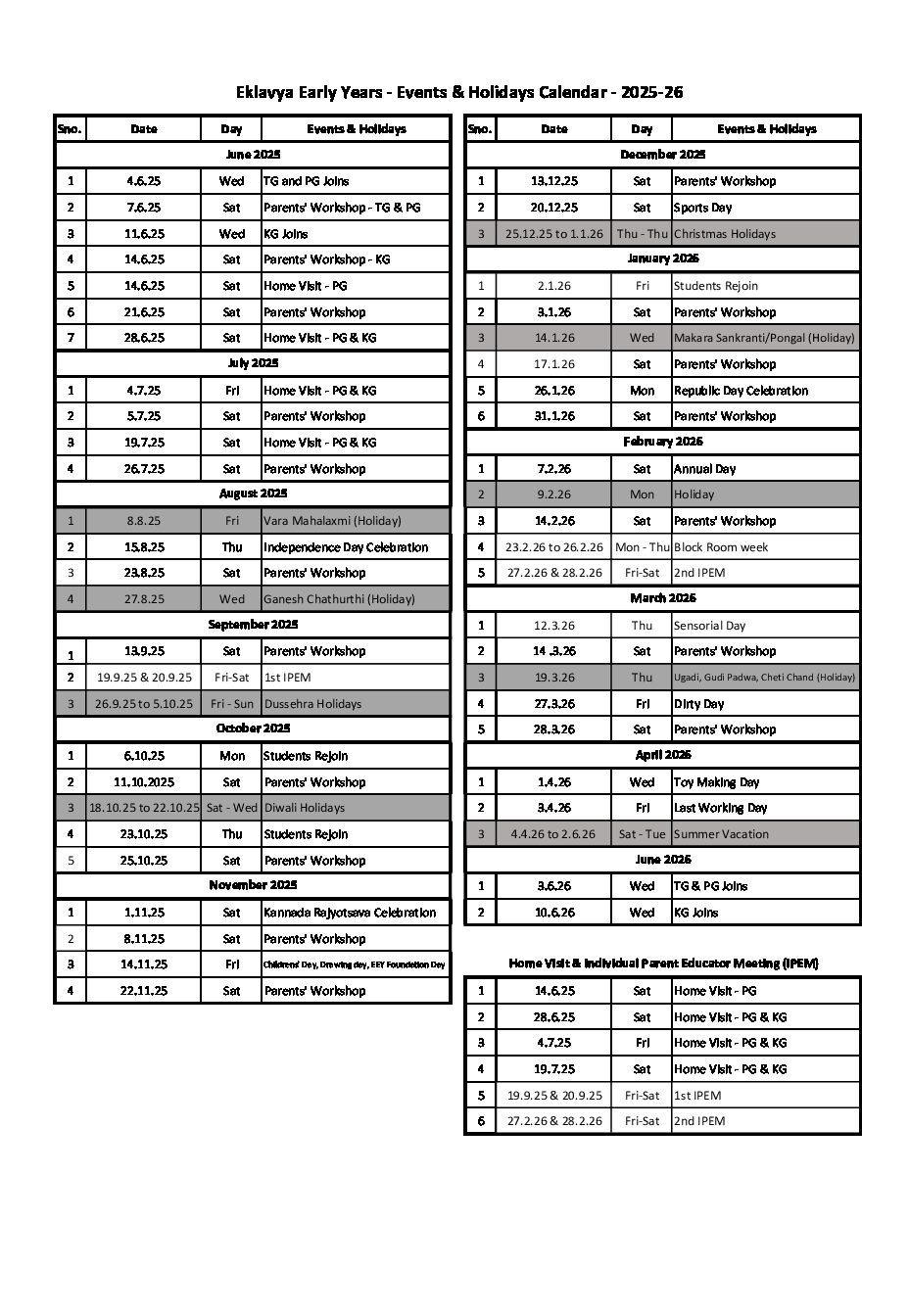 2.6.25 - Events & Holidays Calendar -2025-26